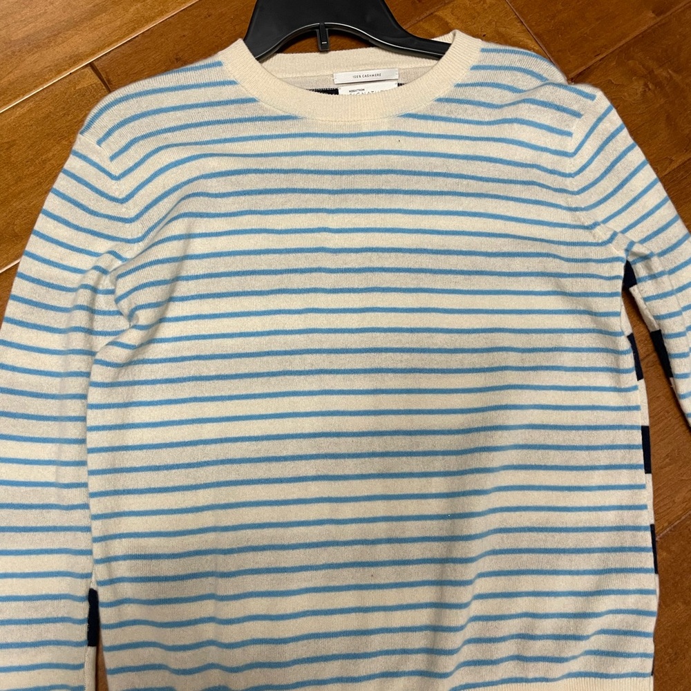 Nordstrom Signature, Cashmere Sweater, Extra Small. Blue Stripes.